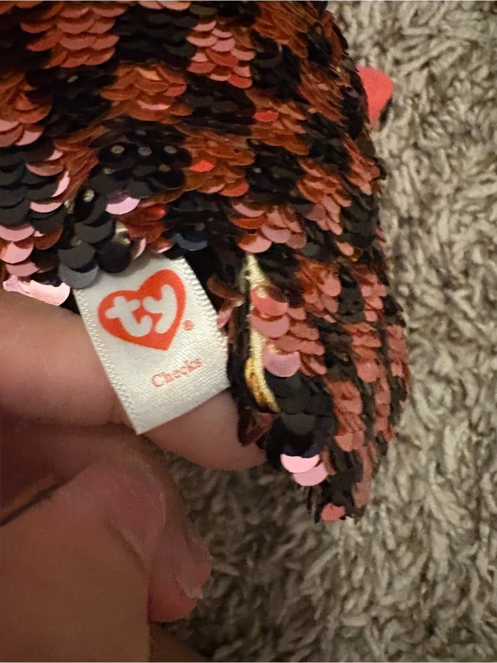 Ty Sequin Owl Plush - Pink, Black and Purple
